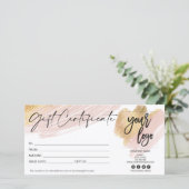 carte cadeau couleur rose et or ajouter le logo (Debout devant)