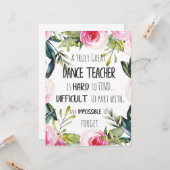 Carte Cadeau d'adieu pour professeur de danse Citation d (Devant/Arrière en situation)