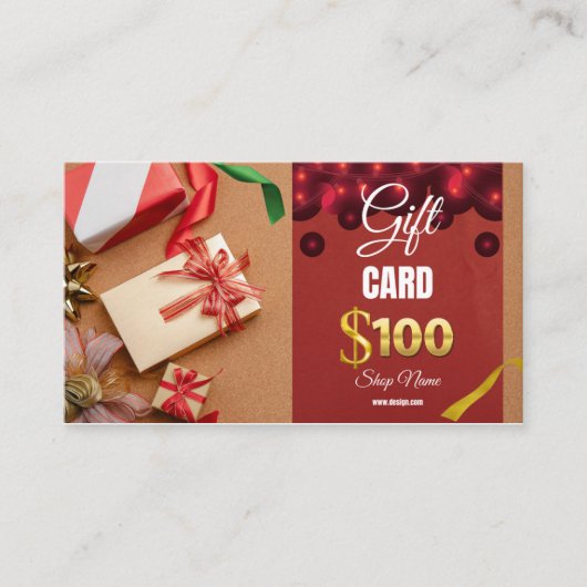 Carte cadeau d'affaires 100 $ (Devant)