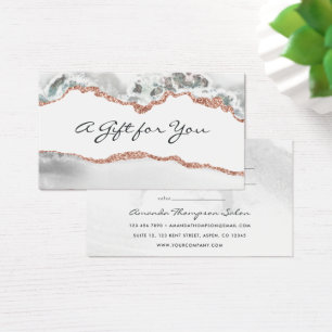 Carte cadeau d'affaires Gold Agate blanche et Rose