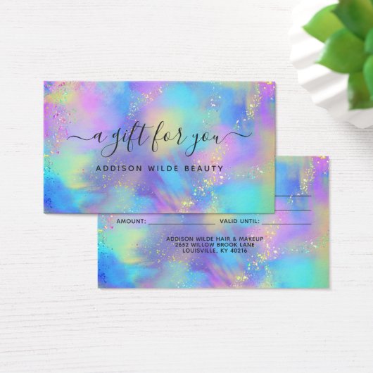 Carte cadeau d'affaires Holographique Opal Iridesc (Bureau)