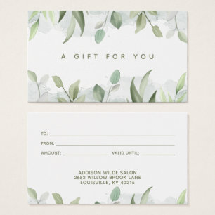 Carte cadeau d'affaires Rustic Watercolor Greenery