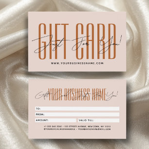 carte cadeau d'affaires typographie de script mode