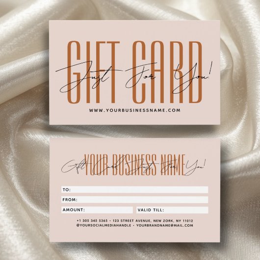 carte cadeau d'affaires typographie de script mode