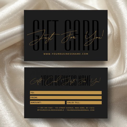 carte cadeau d'affaires typographie de script mode