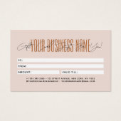 carte cadeau d'affaires typographie de script mode (Dos)