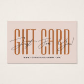 carte cadeau d'affaires typographie de script mode (Devant)