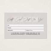 carte cadeau d'affaires typographie script moderne (Dos)