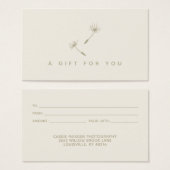 Carte cadeau Dandelion Seed Rustic Botano Logo (Devant & derrière)