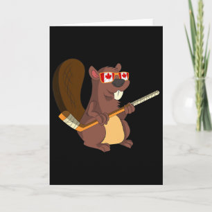 Carte Cadeau d'animal mignon canadien Castor Feuille d'é