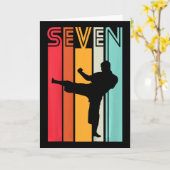 Carte Cadeau d'anniversaire 7 ans Karaté Rétro Taekwondo (Fleur jaune)