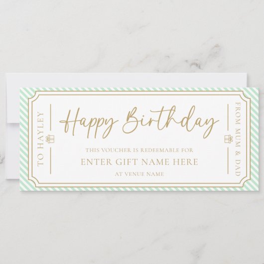 Carte cadeau d'anniversaire à Mint Green Happy (Devant)