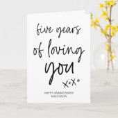 Carte Cadeau d'anniversaire de cinq ans pour mari (Fleur jaune)