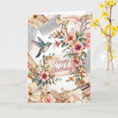 Carte Cadeau d'anniversaire de coiffeur avec ciseaux (Fleur jaune)