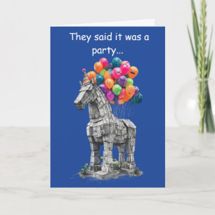 Carte Cadeau d'anniversaire drôle d'humour Cheval de Tro