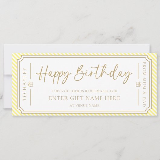 Carte cadeau d'anniversaire Jaune (Devant)