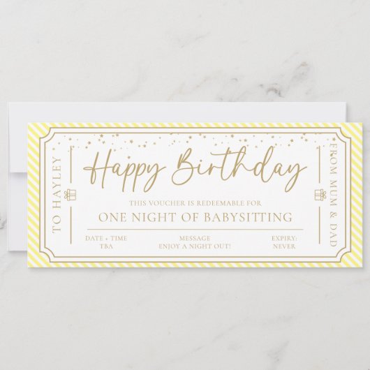 Carte cadeau d'anniversaire Jaune Bébé (Devant)