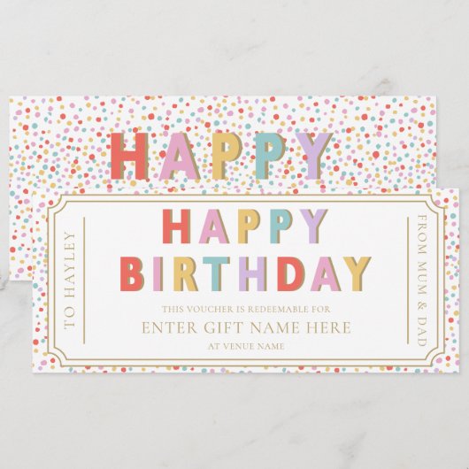 Carte cadeau d'anniversaire Multi Dot (Devant / Derrière)