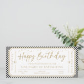 Carte cadeau d'anniversaire noir Baby sitting (Debout devant)