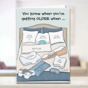 Carte Cadeau d'anniversaire oreiller drôle de vieillir