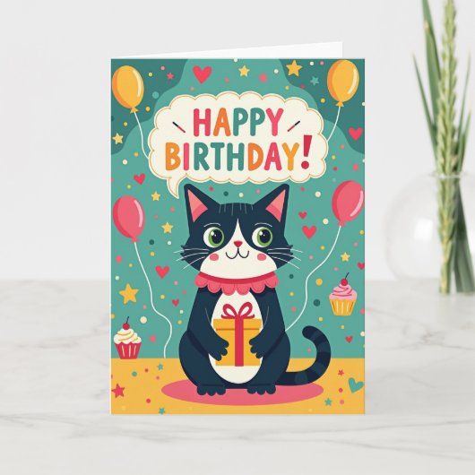 Carte Cadeau d'Anniversaire pour Chats (Devant)