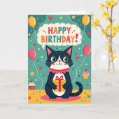 Carte Cadeau d'Anniversaire pour Chats (Fleur jaune)