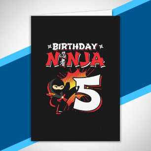 Carte Cadeau d'anniversaire pour enfants Ninja - 5 ans