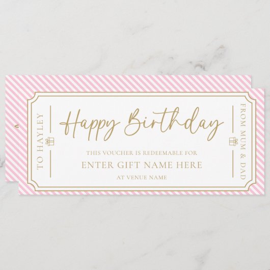 Carte cadeau d'anniversaire rose pâle joyeux (Devant / Derrière)