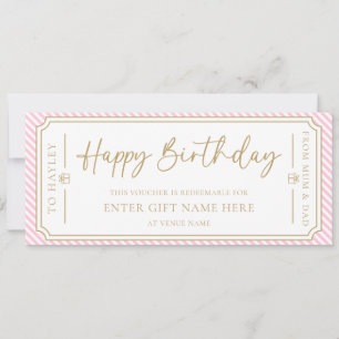 Carte cadeau d'anniversaire rose pâle joyeux