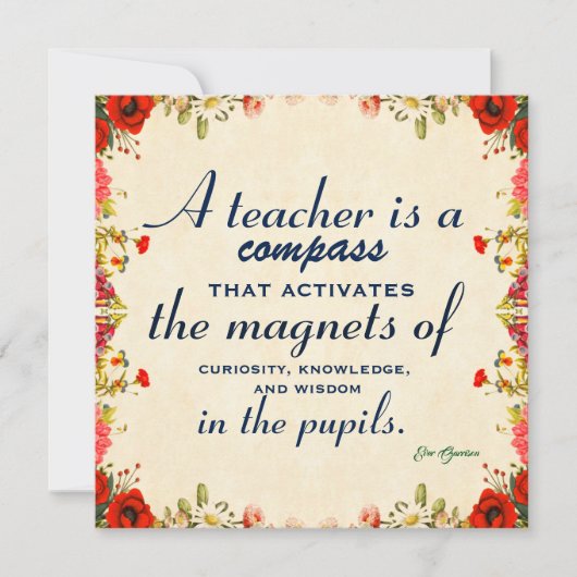 Carte Cadeau d'appréciation de l'enseignant Un enseignan (Devant)