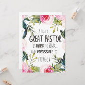 Carte Cadeau d'appréciation pour le pasteur Citation de  (Devant/Arrière en situation)