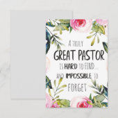 Carte Cadeau d'appréciation pour le pasteur Citation de  (Devant / Derrière)