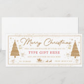 Carte cadeau d'arbre de Noël en or (Devant / Derrière)