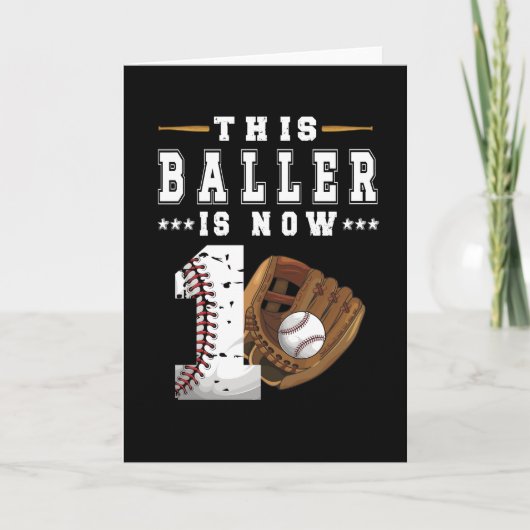 Carte Cadeau de 1er anniversaire Joueur de baseball Garç (Devant)