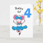 Carte Cadeau de 4e anniversaire pour une fille, ballerin (Fleur jaune)