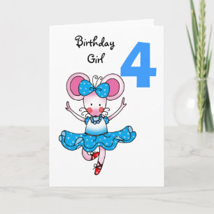 Carte Cadeau de 4e anniversaire pour une fille, ballerin