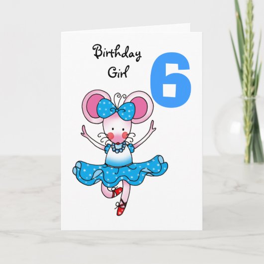 Carte Cadeau de 6e anniversaire pour une fille, ballerin (Devant)