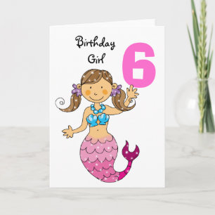 Carte Cadeau de 6e anniversaire pour une fille, mignonne