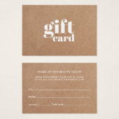 Carte cadeau de beauté Kraft imprimé simple (Devant & derrière)
