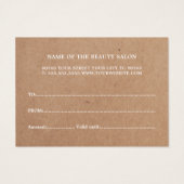 Carte cadeau de beauté Kraft imprimé simple (Dos)