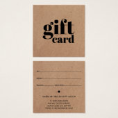 Carte cadeau de beauté Kraft imprimé simple (Devant & derrière)