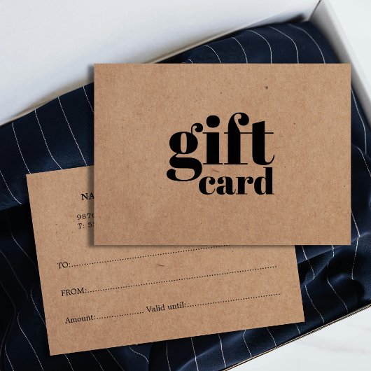 Carte cadeau de beauté Kraft imprimé simple