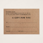 Carte cadeau de beauté Kraft imprimé simple et élé (Dos)