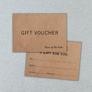 Carte cadeau de beauté Kraft imprimé simple et élé
