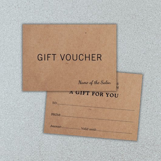 Carte cadeau de beauté Kraft imprimé simple et élé