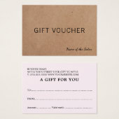 Carte cadeau de beauté Rose Kraft simple et élégan (Devant & derrière)