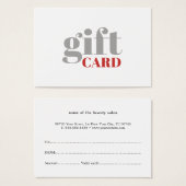 Carte cadeau de beauté simple gris rouge blanc (Devant & derrière)