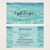 Carte Cadeau de Beauté Water Sparkles Spa (Devant & derrière)