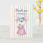 Carte Cadeau de bébé amusant Souris Mignonne Animaux (Fleur jaune)