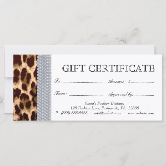 Carte cadeau de bijoux de mode Leopard (Dos)